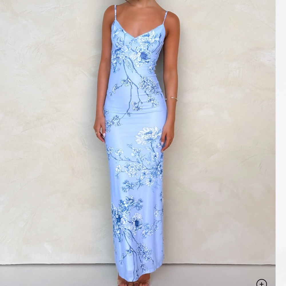 Tiger Mist Light Blue Floral Maxi Dress